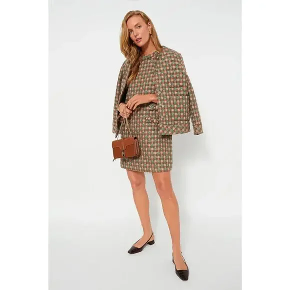 TUCKERNUCK Neapolitan Tweed Sleeveless Jackie Dress Brown Green Size Large - Picture 4 of 11